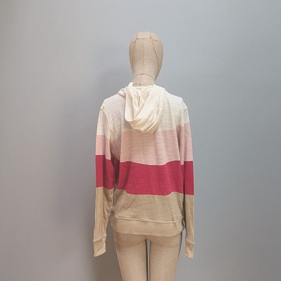 Faherty Azores S Pink Beige White Striped Sunset Hoodie - Small - Picture 3 of 8